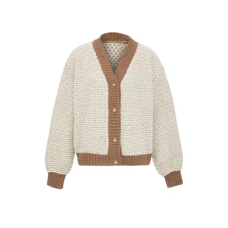 Jalene Jalene Gebreid vest lichtbeige / brokaat