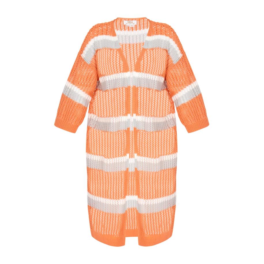 Usha usha FESTIVAL Gebreid vest Fashion Look grijs / oranje / wit -