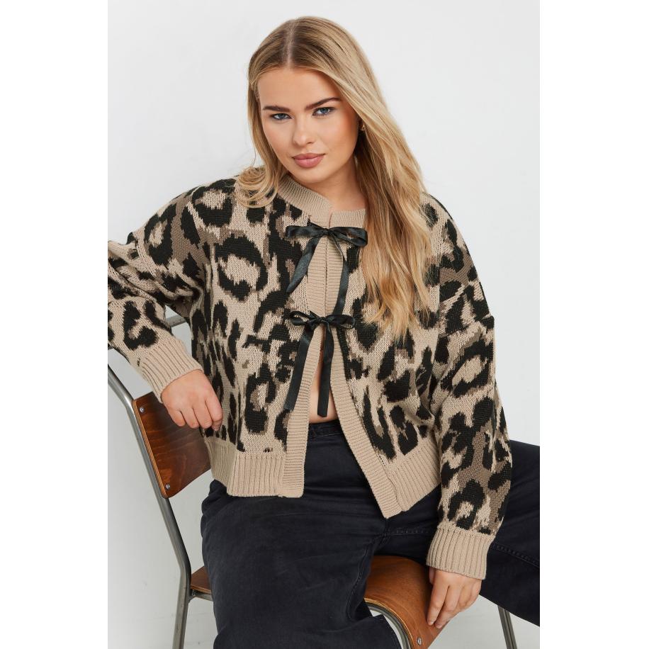 Limited Collection Vest Met Luipaardprint En Striksluitingen In Beige/Bruin Size 54-56 Bruin