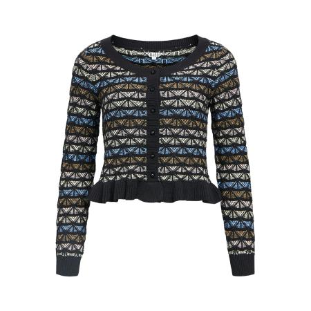 Object OBJECT Gebreid vest OBJTASHA beige / lichtblauw / zwart / wit