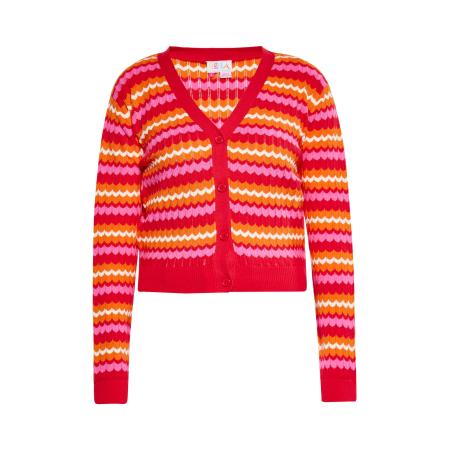 IZIA IZIA Gebreid vest donkeroranje / pink / rood / wit