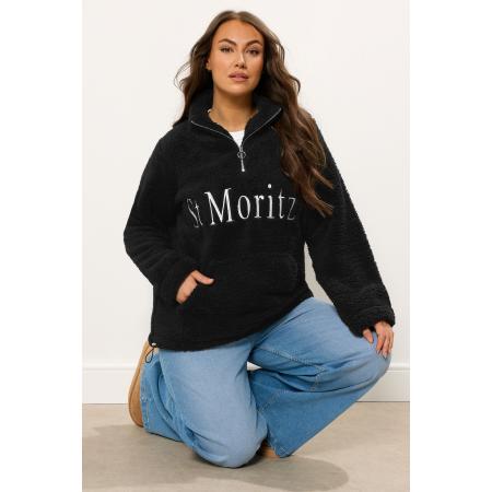 Yours Curve Zwarte 'St Moritz' Teddy Borg Fleece Size 54-56