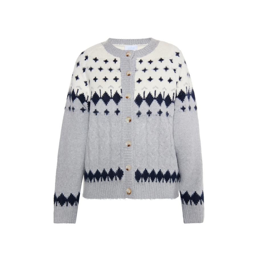 Usha usha BLUE LABEL Gebreid vest ecru / grijs / zwart -