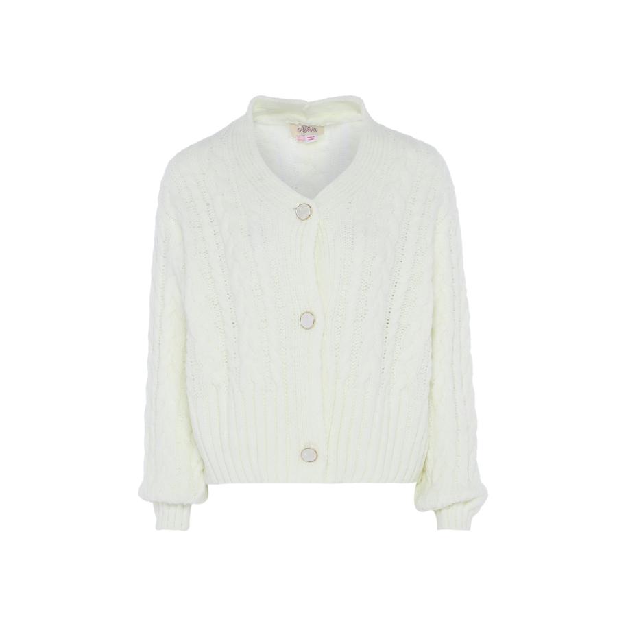 aleva aleva Gebreid vest wolwit -