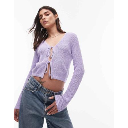 & Other Stories Gebreid vest met strik aan de voorkant in lila-Paars