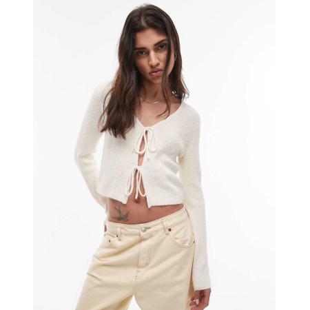 & Other Stories Gebreid vest met strik aan de voorkant in gebroken wit