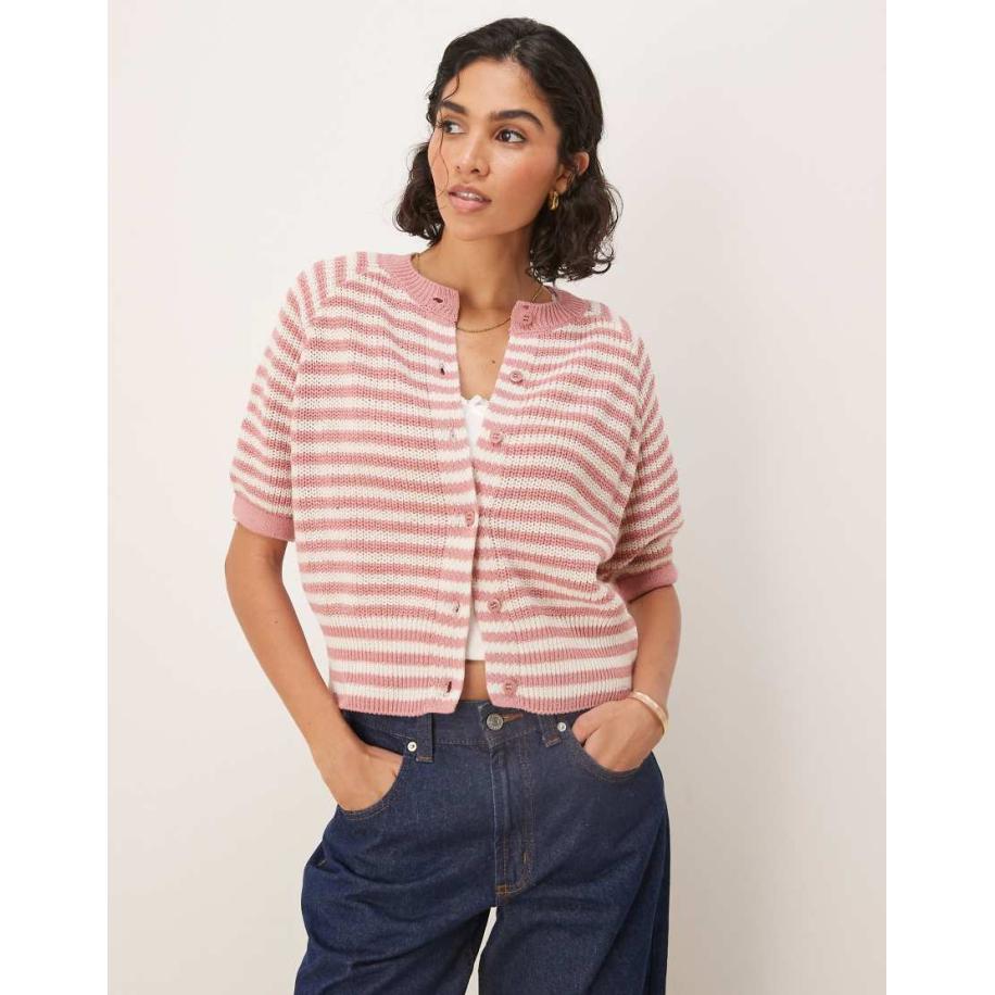 ASOS DESIGN Gebreid vest met raglanmouw in roze Roze