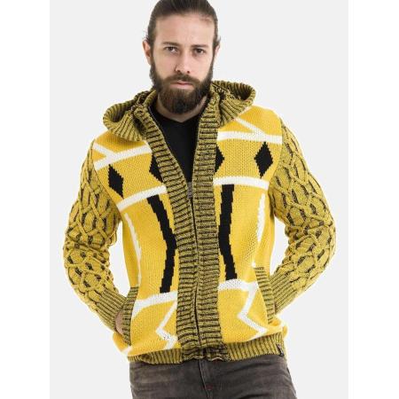 Cipo & Baxx CIPO & BAXX Gebreid vest geel / zwart / wit