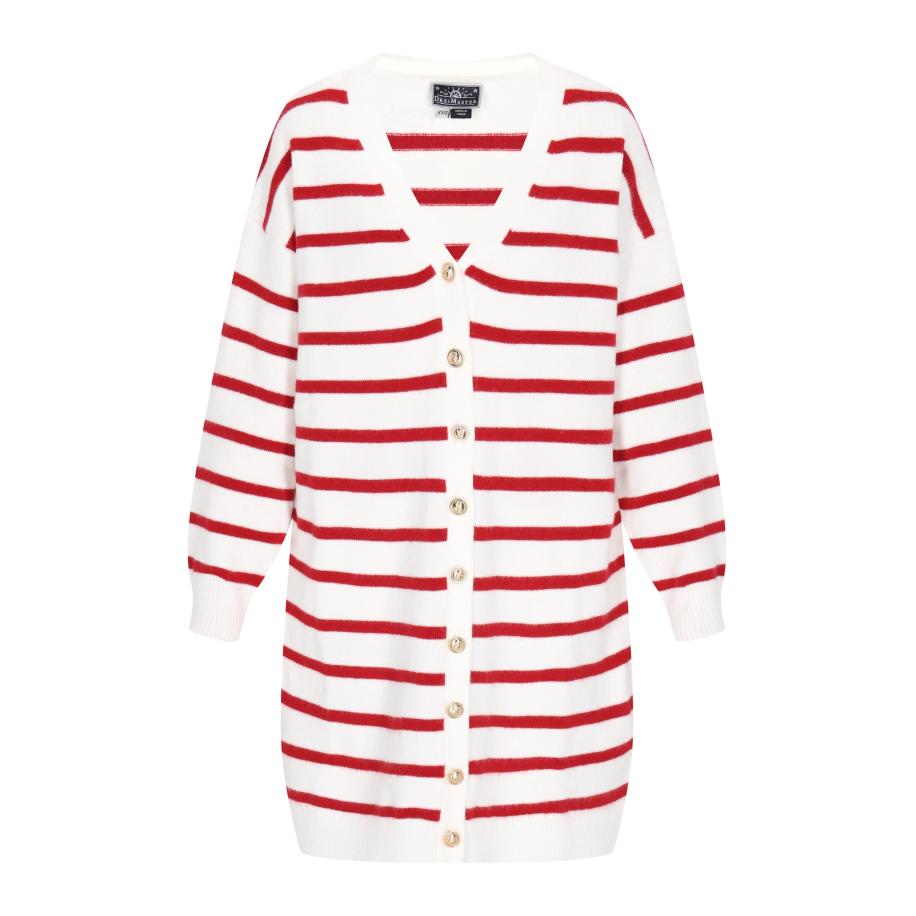 DreiMaster DreiMaster Maritim Gebreid vest robijnrood / wit -