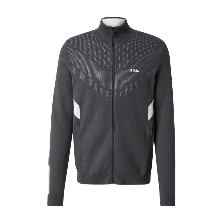 Hugo Boss BOSS Gebreid sportvest donkergrijs / wit -