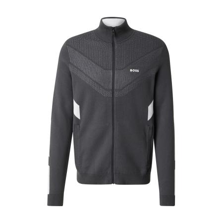 Hugo Boss BOSS Gebreid sportvest donkergrijs / wit