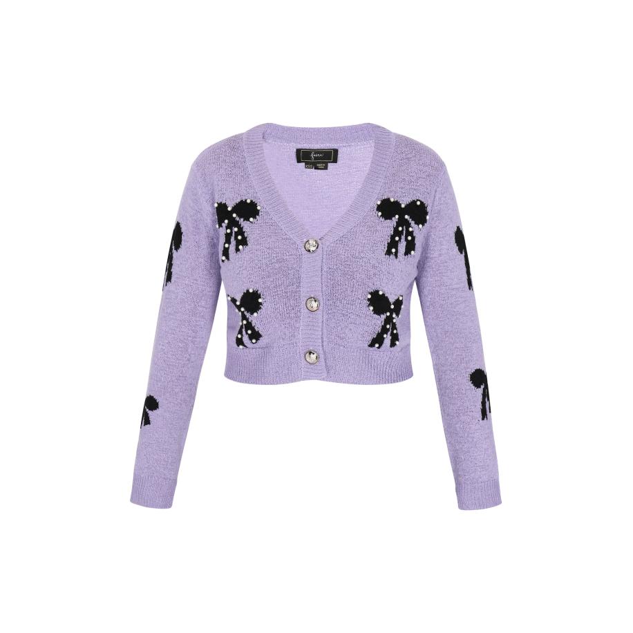 Faina faina Gebreid vest lila / zwart / parelwit -