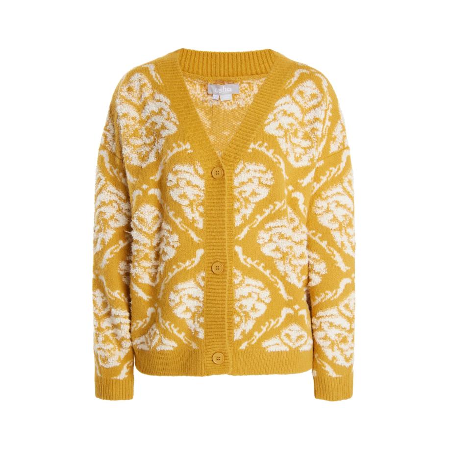 Usha Usha Gebreid vest curry / wit -