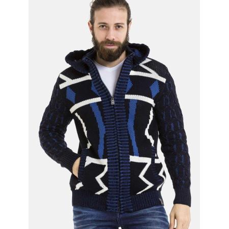 Cipo & Baxx CIPO & BAXX Gebreid vest blauw / donkerblauw / wit
