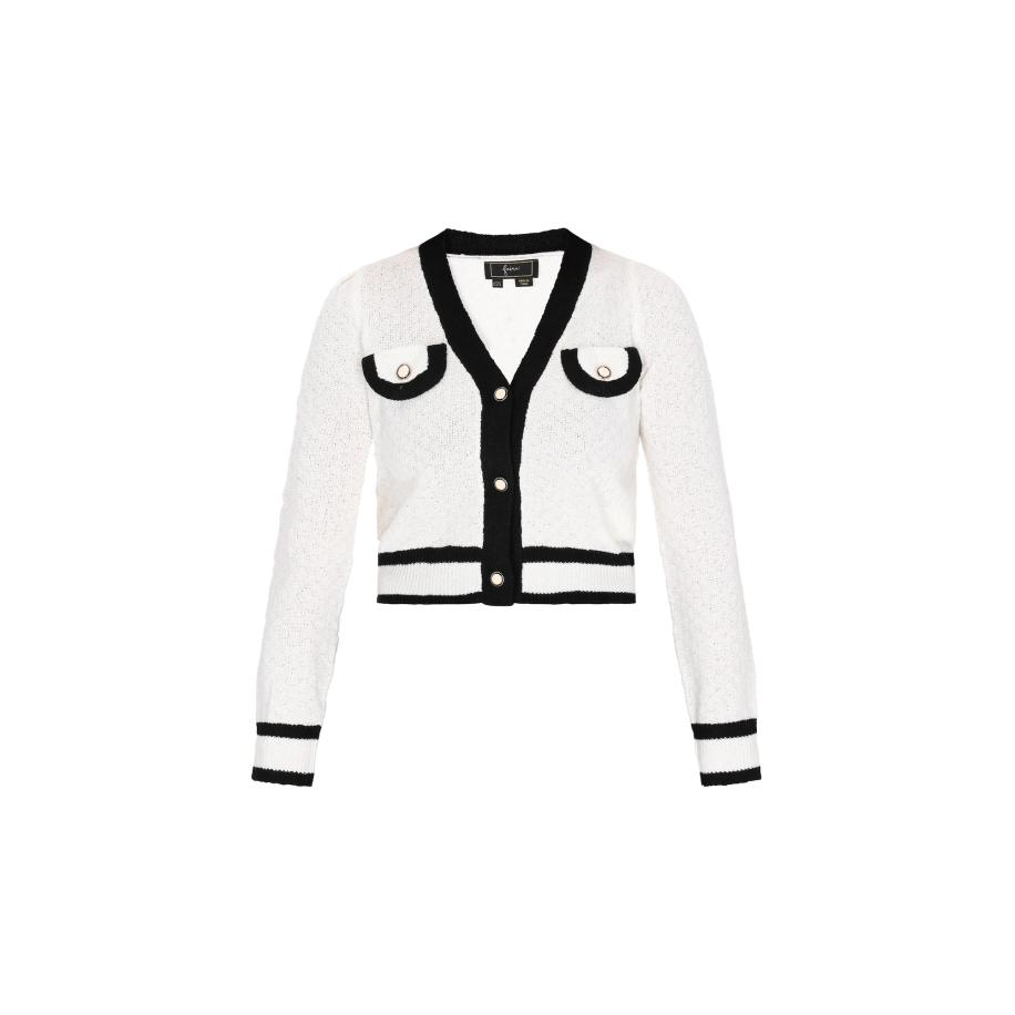 Faina faina Gebreid vest zwart / offwhite -