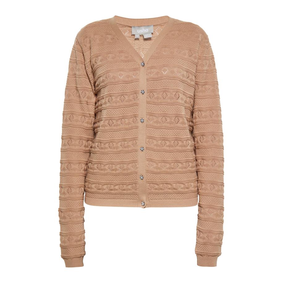 Usha Usha Gebreid vest lichtbruin -