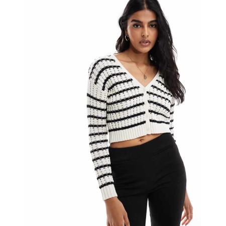 Cotton On It's a match Gebreid gestreept vest met V-hals-Veelkleurig