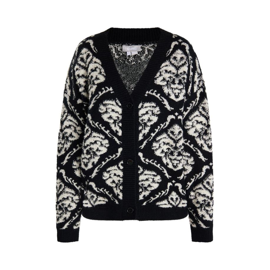 Usha Usha Gebreid vest crème / zwart -