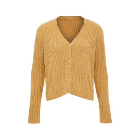 Poomi Poomi Gebreid vest safraan