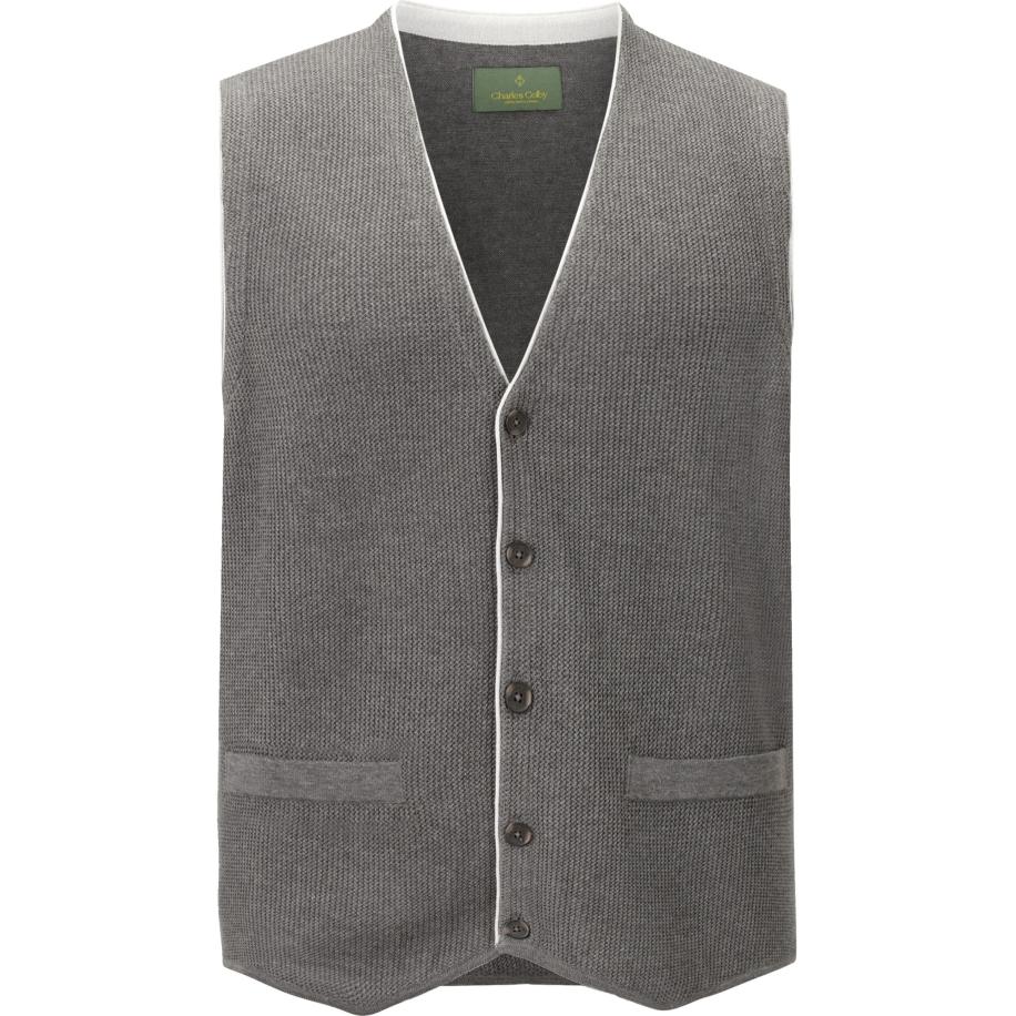 Charles Colby Gebreid vest donkergrijs, Effen Grijs