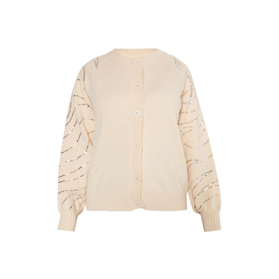 Usha usha BLACK LABEL Gebreid vest crème / goud / zilver -