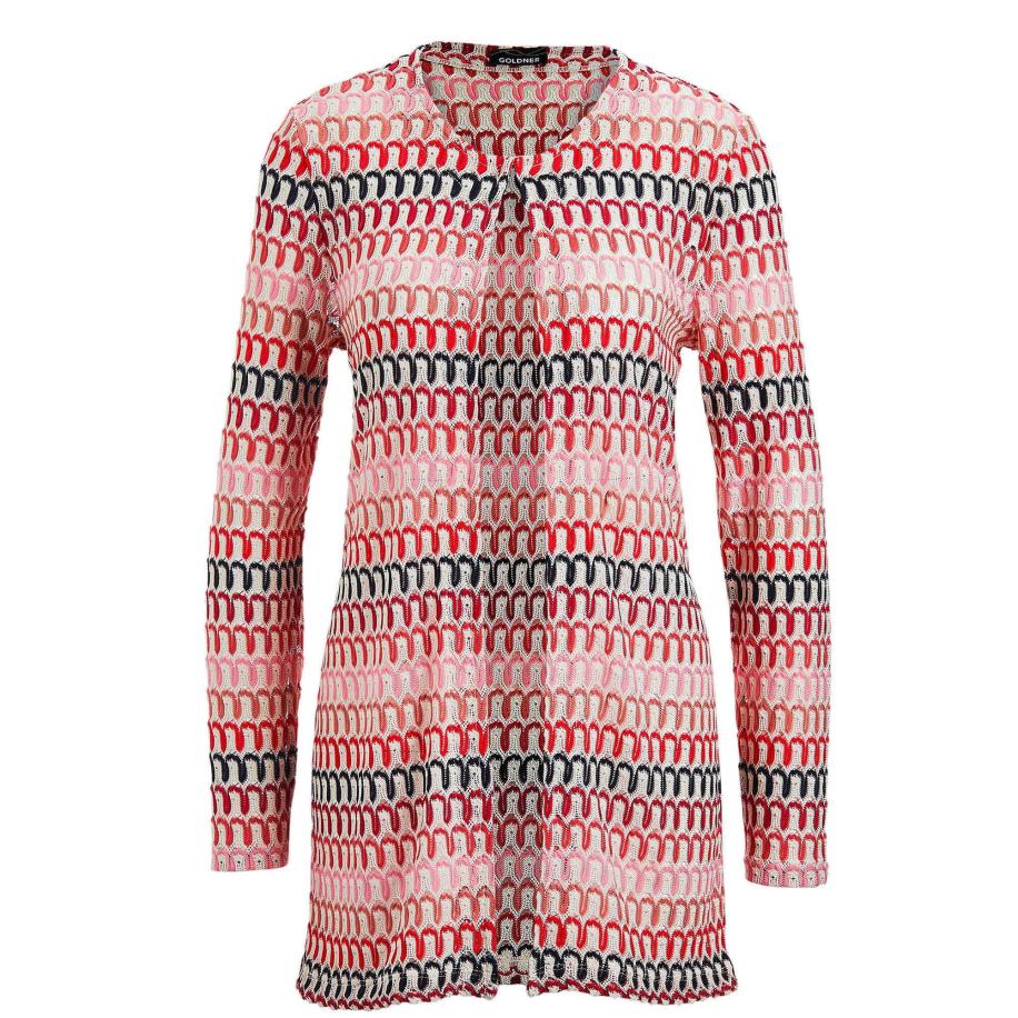 Goldner Goldner Gebreid vest crème / koraal / rosa / zwart -