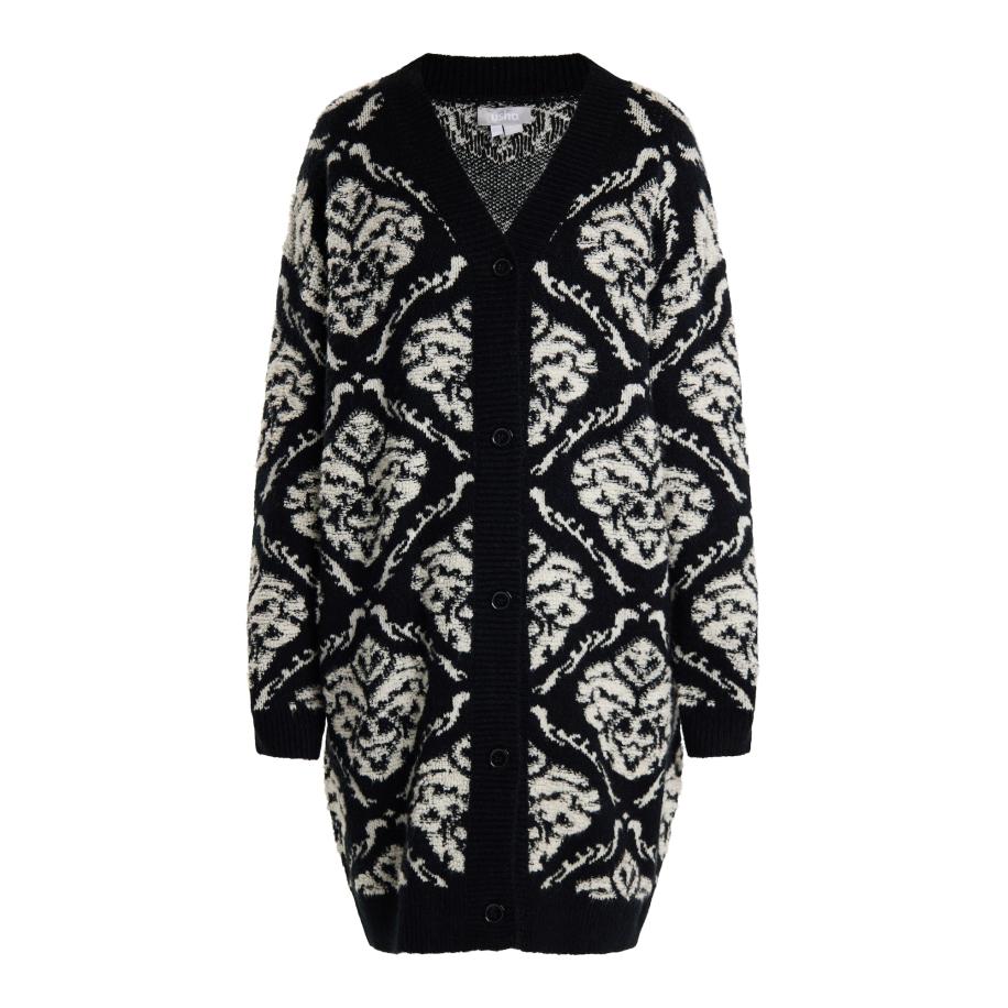 Usha Usha Gebreid vest crème / zwart -