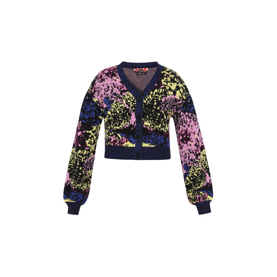 MYMO myMo ROCKS Gebreid vest nachtblauw / grasgroen / rosa / zwart -