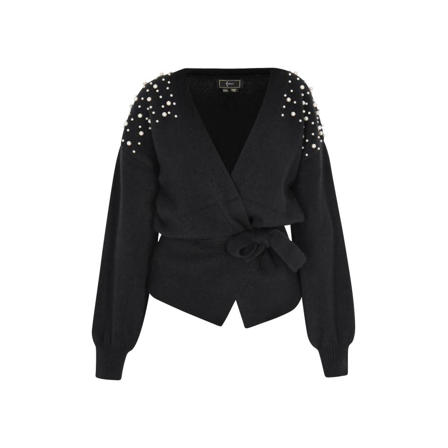 Faina faina Gebreid vest zwart / zilver -