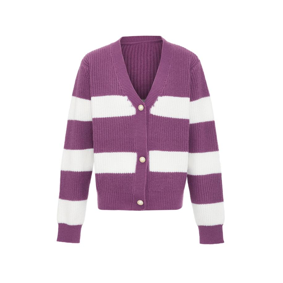 Jalene Jalene Gebreid vest lila / wit -