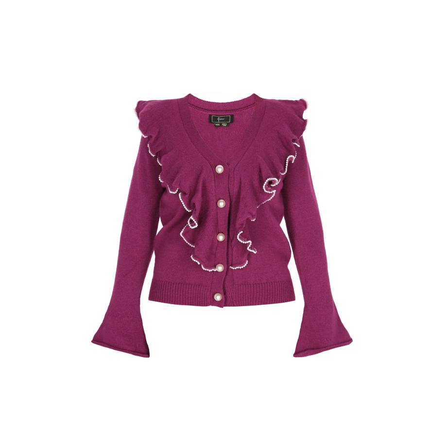 Faina faina Gebreid vest beige / pruim -