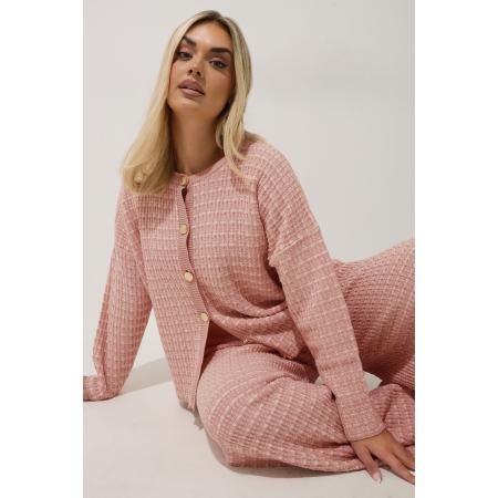 Limited Collection Bouclé Vest Met Knopen In Roze Size 58-60