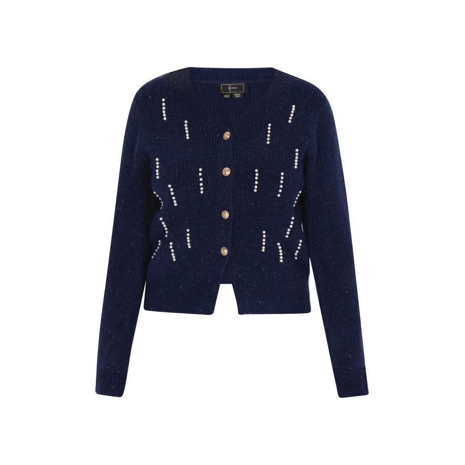 Faina faina Gebreid vest marine / parelwit -