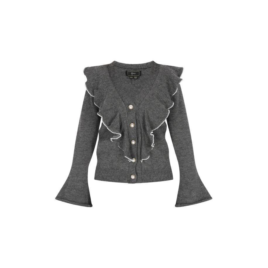 Faina faina Gebreid vest donkergrijs / wit -