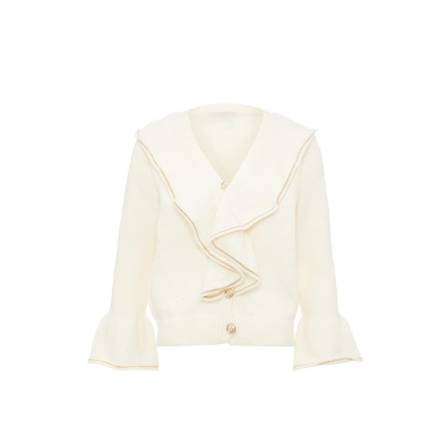 aleva aleva Gebreid vest camel / wolwit -