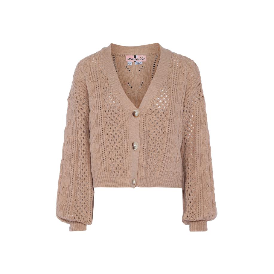 nascita nascita Gebreid vest camel -