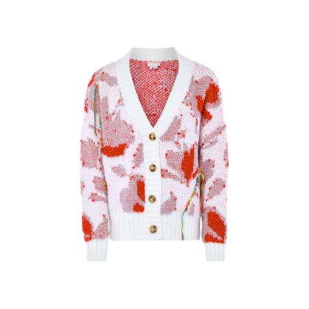 Jalene Jalene Gebreid vest aqua / grijs / knalrood / offwhite