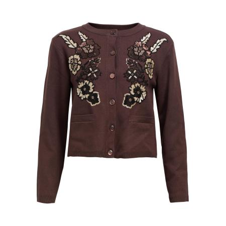 Object OBJECT Gebreid vest OBJPandora donkerbruin / zwart / wit