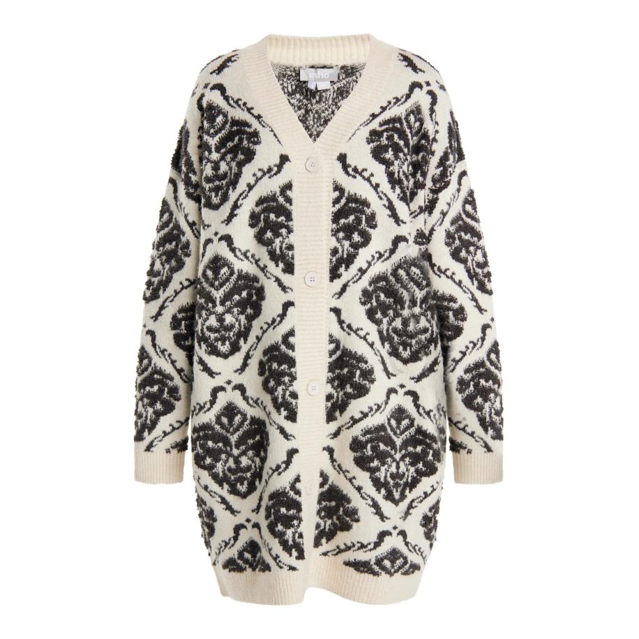 Usha Usha Gebreid vest crème / zwart -