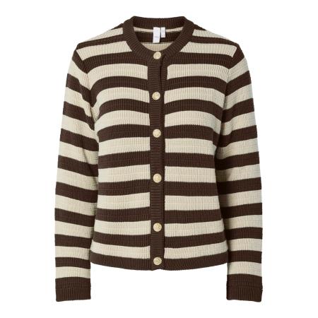 YAS YAS Gebreid vest YASSIRONI beige / donkerbruin