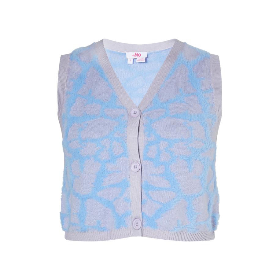 MYMO MYMO Gebreide bodywarmer lichtblauw / grijs -
