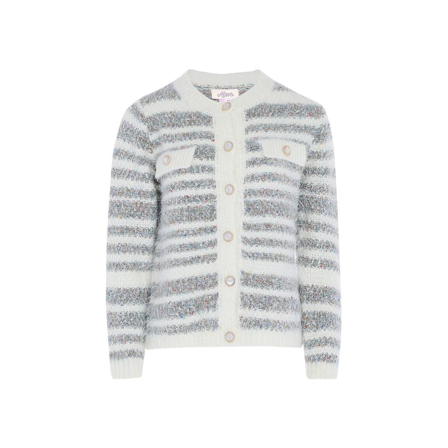 aleva aleva Gebreid vest aqua / oranje / rood / wolwit -