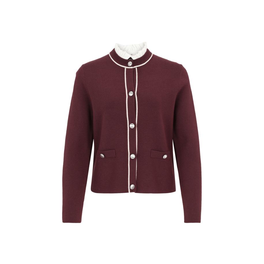 Zero zero Gebreid vest wijnrood / wit -