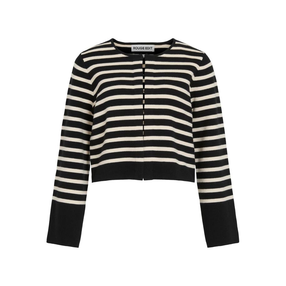 ROUGE EDIT ROUGE EDIT Gebreid vest antraciet / wit -