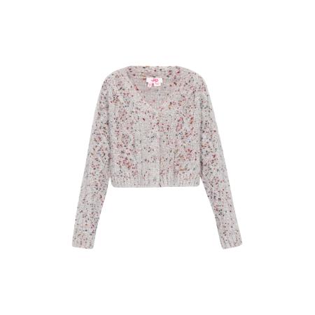 MYMO MYMO Gebreid vest grijs / groen / oranje / rood