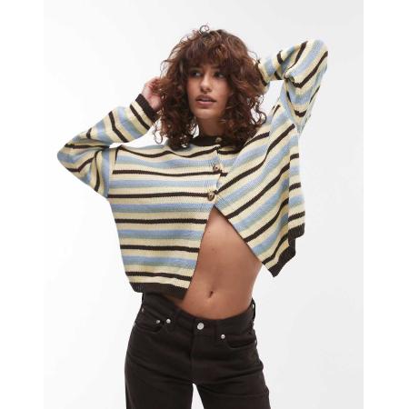 Topshop Gebreid recht vest met meerkleurige strepen-Veelkleurig