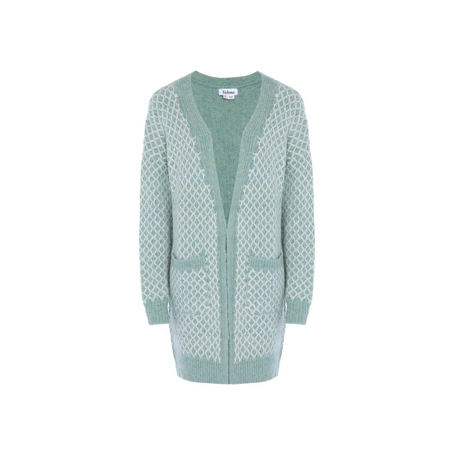 Sidona Sidona Gebreid vest aqua / wit -