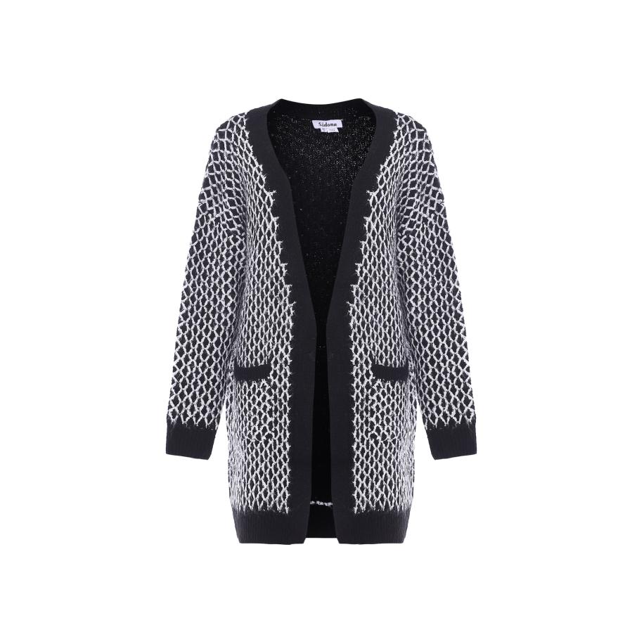 Sidona Sidona Gebreid vest zwart / wit -