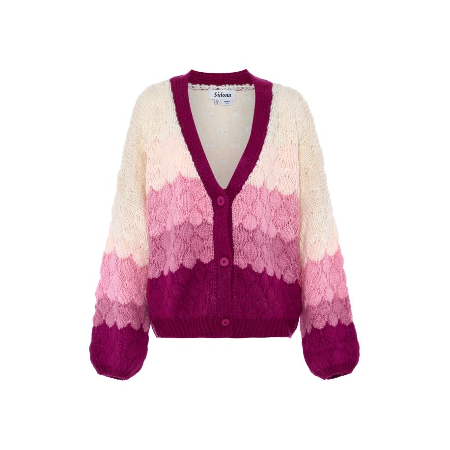 Sidona Gebreid vest ecru / lila / lichtlila / roodviolet Paars