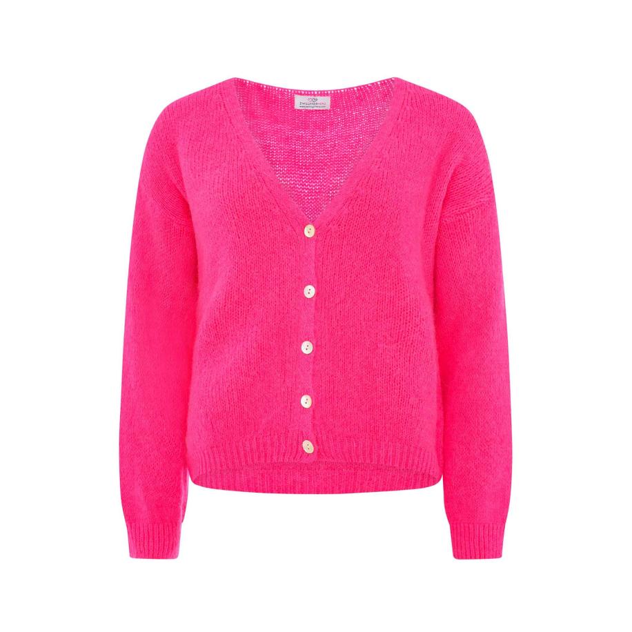 zwillingsherz Zwillingsherz Gebreid vest neonroze -